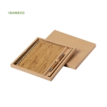 Ensemble de carnet et stylo en bambou A5 pages lignées Bamboo couleur naturel huitième vue