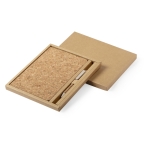 Bloc-notes et stylo en liège naturel A5 avec des pages lisses Cork couleur naturel première vue