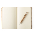 Bloc-notes et stylo en liège naturel A5 avec des pages lisses Cork couleur naturel quatrième vue