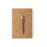 Bloc-notes et stylo en liège naturel A5 avec des pages lisses Cork couleur naturel cinquième vue