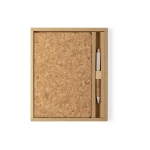 Bloc-notes et stylo en liège naturel A5 avec des pages lisses Cork couleur naturel sixième vue