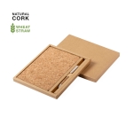 Bloc-notes et stylo en liège naturel A5 avec des pages lisses Cork couleur naturel huitième vue