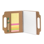Bloc-notes, post-it et stylo en carton recyclé Voyage
