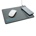 Tapis de souris personnalisé avec chargeur sans fil couleur noir vue avec logo