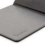 Tapis de souris personnalisé avec chargeur sans fil couleur noir deuxième vue avec logo