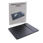 Tapis de souris personnalisé avec chargeur sans fil couleur noir vue avec boîte