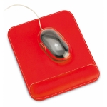 Tapis de souris en simili-cuir avec coutures blanches Comfy couleur rouge troisième vue