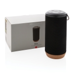 Enceinte entreprise avec tissu imperméable et base en liège EcoCork couleur noir vue avec boîte
