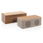 Enceinte éco en paille de blé et liège avec chargeur Wheat Straw couleur beige vue avec boîte