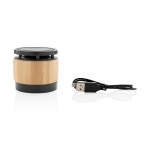 Enceinte avec chargeur compatible avec Android et iPhone Wireless couleur bois troisième vue