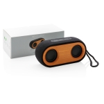 Enceinte publicitaire 10W avec boîtier en matériaux durables WoodStock couleur bois vue avec boîte