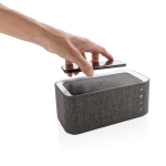 Enceinte avec chargeur téléphone et fonction main libre Radiodiffusion couleur gris troisième vue