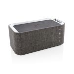 Enceinte avec chargeur téléphone et fonction main libre Radiodiffusion couleur gris vue avec logo