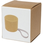 Enceinte en bambou avec Bluetooth 5.0 à l'esthétique naturelle Tube couleur bois deuxième vue avec boîte