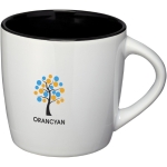 Tasses blanches avec intérieur coloré et 340 ml Colormixt White couleur noir vue avec impression sérigraphique