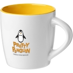 Tasses blanches avec intérieur coloré et 340 ml Colormixt White couleur jaune vue avec impression sérigraphique