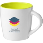 Tasses blanches avec intérieur coloré et 340 ml Colormixt White couleur vert lime vue avec impression sérigraphique