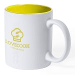 Tasse blanche gravée avec couleur à l'intérieur de 350 ml Magic White couleur jaune