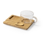 Lot de tasses en verre avec cuillère et base 180 ml Speciality Coffee couleur bois clair première vue
