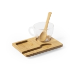 Lot de tasses en verre avec cuillère et base 180 ml Speciality Coffee couleur bois clair deuxième vue