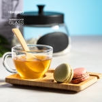 Lot de tasses en verre avec cuillère et base 180 ml Speciality Coffee couleur bois clair quatrième vue