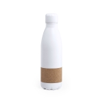 Bouteille en métal avec bande de liège et logo 750 ml Lifestyle Cork couleur blanc première vue