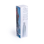 Gourde isotherme en inox recyclé finition brillante argentée 850ml couleur argenté vue avec boîte