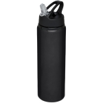 Gourde en aluminium pour sport grande avec paille 800 ml Straw Colors couleur noir deuxième vue frontale