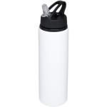 Gourde en aluminium pour sport grande avec paille 800 ml Straw Colors couleur blanc deuxième vue frontale