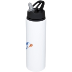 Gourde en aluminium pour sport grande avec paille 800 ml Straw Colors couleur blanc vue avec impression sérigraphique