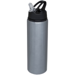 Gourde en aluminium pour sport grande avec paille 800 ml Straw Colors couleur gris deuxième vue frontale