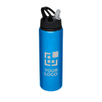 Gourde en aluminium pour sport grande avec paille 800 ml Straw Colors avec zone d'impression