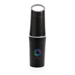 Bouteille écologique personnalisée en canne à sucre 500 ml couleur noir vue avec logo