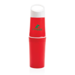 Bouteille écologique personnalisée en canne à sucre 500 ml couleur rouge vue avec logo