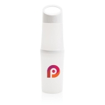 Bouteille écologique personnalisée en canne à sucre 500 ml couleur blanc vue avec logo