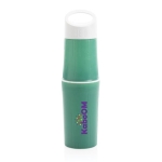 Bouteille écologique personnalisée en canne à sucre 500 ml couleur vert vue avec logo