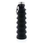 Gourde pliable en silicone anti-fuite avec mousqueton 550 ml Travel couleur noir cinquième vue