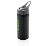 Bouteille en aluminium sans BPA avec paille 800ml Alu Sport XL couleur noir vue avec logo