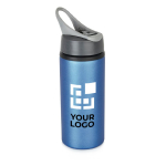 Bouteille en aluminium sans BPA avec paille 800ml Alu Sport XL couleur bleu avec zone d'impression