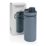 Bouteille sportive avec fonction thermos et finition mate 550 ml Power couleur bleu vue avec boîte