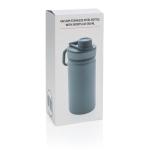 Bouteille sportive avec fonction thermos et finition mate 550 ml Power couleur bleu deuxième vue avec boîte