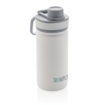 Bouteille sportive avec fonction thermos et finition mate 550 ml Power couleur blanc vue avec logo