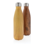 Élégante gourde en acier avec motif bois 500 ml Wood Print couleur bois clair vue générale