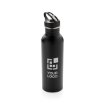 Gourde personnalisée en acier avec embout 710 ml Adventure couleur noir avec zone d'impression