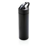 Gourde de sport en acier inoxydable avec paille 500 ml Pioneer couleur noir