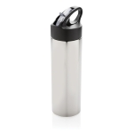 Gourde de sport en acier inoxydable avec paille 500 ml Pioneer couleur argenté