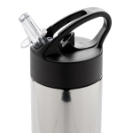 Gourde de sport en acier inoxydable avec paille 500 ml Pioneer couleur argenté sixième vue