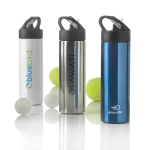 Gourde de sport en acier inoxydable avec paille 500 ml Pioneer couleur argenté vue avec plusieurs logo