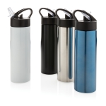 Gourde de sport en acier inoxydable avec paille 500 ml Pioneer couleur argenté