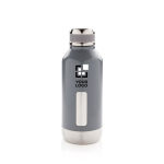 Gourde avec fonction thermos et plaque pour logo 500 ml Logo Plate couleur gris avec zone d'impression